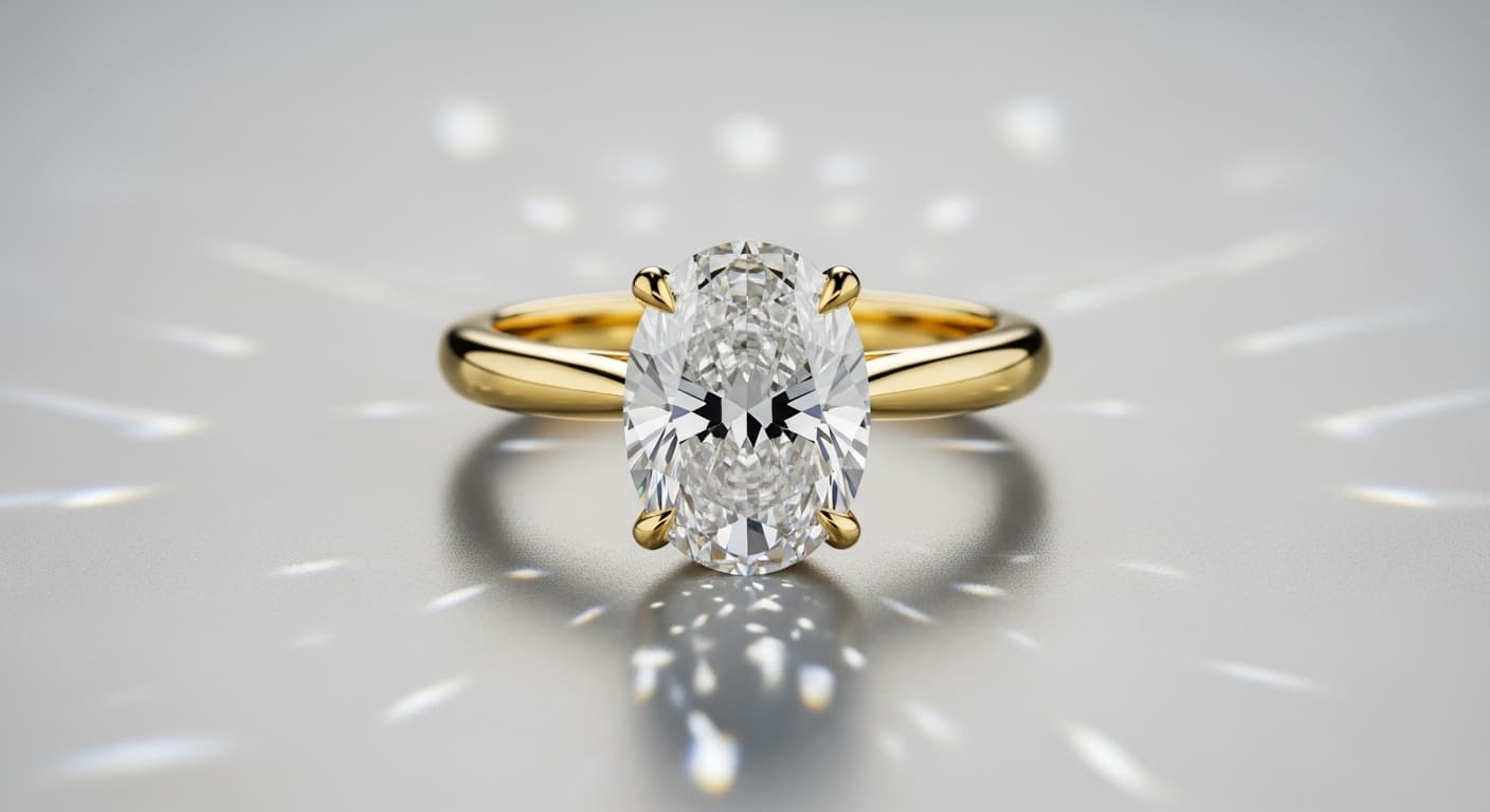 Elegant engagement rings and diamond jewelry displayed on romantic background with soft golden lighting